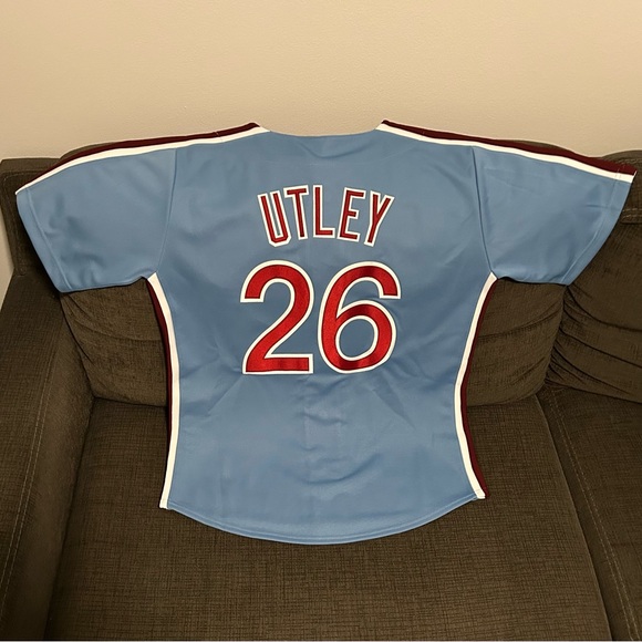 Majestic Authentic Philadelphia Phillies Chase Utley Cooperstown Jersey Men’s M - Picture 4 of 5